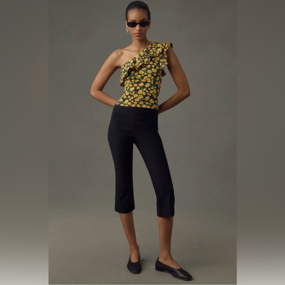 Anthropologie NWT | Maeve One-shoulder Ruffle Top Yellow Floral | M - Picture 4 of 6